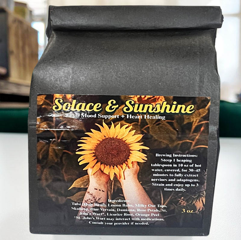 Bees Wellness Cafe Solace and Shine Loose Tea Menu